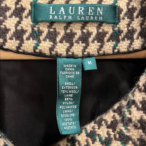 Ralph Lauren Tan and Brown Houndstooth 3/4 Coat Sz M. EUC. - Picture 3 of 11